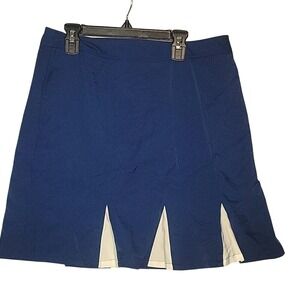 Ashworth Weathersystems Navy Blue Golf Skort White Pleat Detail Womens Size‎ 10